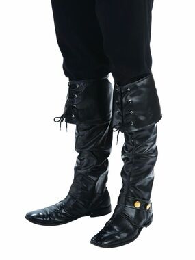 Rubie's Black Men's Pirate Boots with Fold-Over Cuff